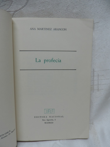 La Profecía Ana Martínez Arancón Biblioteca De Visionario (Usado)