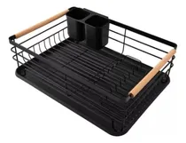 Comprar Escurridor De Vajilla Metal Manija Madera C\u002Fbandeja Negro