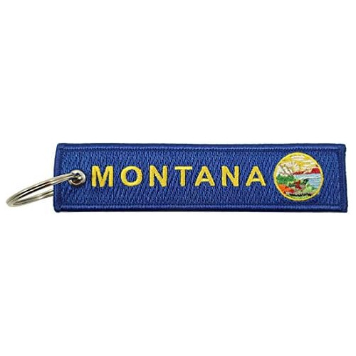 Montana State Flag Key Chain, 100% Embroidered