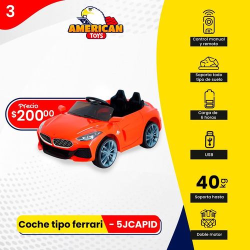 Carro Moto Coches A Bateria - Control Remoto + Radio + U S B