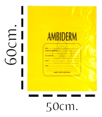 50 Bolsas Amarillas Para Residuos Peligrosos 50cm X 60cm   