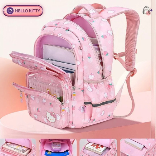 Hello Kitty Child Mochila Moda Desenho Animado Bolsa Color R