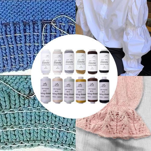 12 Piezas De Hilo De Costura Elástica Peading Elástico De