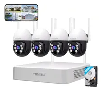 Comprar Kit De Cámaras De Seguridad 2mp 4 Cámaras Nvr 500g Dytimeem NVS001 Ptz Camaras Vigilancia Visión 355°detección De Movimiento audio Bidireccional visión Nocturna A Todo Color Blanco ip66 Impermeable