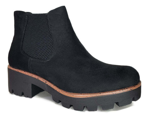 Botin Elasticos Negro Gamuza