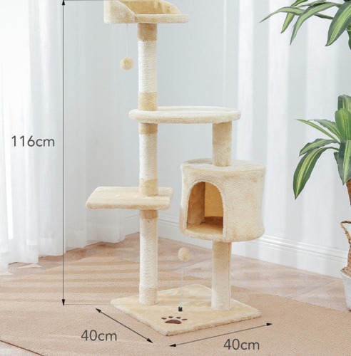 Rascador Torre Para Gatos De 3 Plataformas  Con Casita