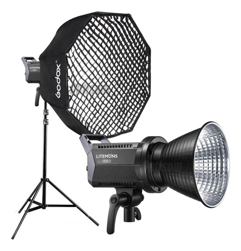 Kit Led Filmagem Godox La150d Com Octabox 120 Grid E Tripe Cor da estrutura Preto Cor da luz Branco-frio 110V/220V