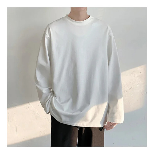 Camiseta Casual De Manga Larga De Algodón Puro Para Hombre