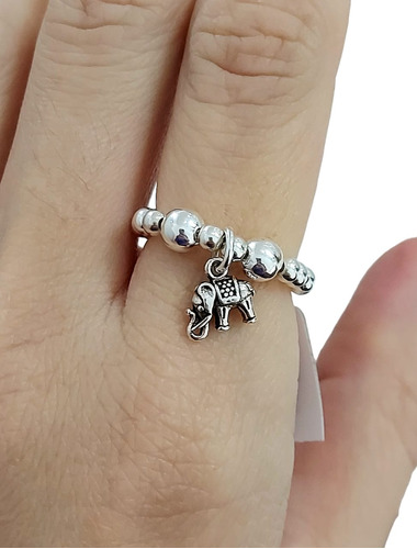 Anillo De Plata 925 Bali Ajustable Dije Elefante