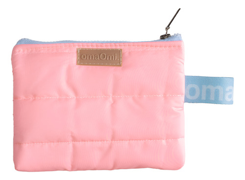 Cartuchera Plana Matelasse Puffer Organizador Viaje Omaomi Rosa Neon Con Celeste Lisa