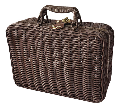 Maleta De Mimbre De Plástico Retro,caja De Maleta S Marrón
