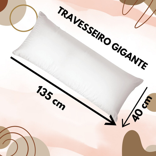 Travesseiro De Corpo Com Ziper 135x50 Antialergico Percal