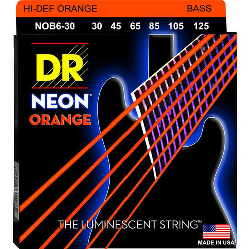 Cuerda para bajo Dr Strings Neon 045 de 6 cuerdas, color naranja