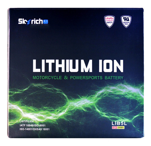 Imagen 3 de 9 de Bateria De Litio Skyrich P/ Moto Lib5l Libre Mantenimiento.