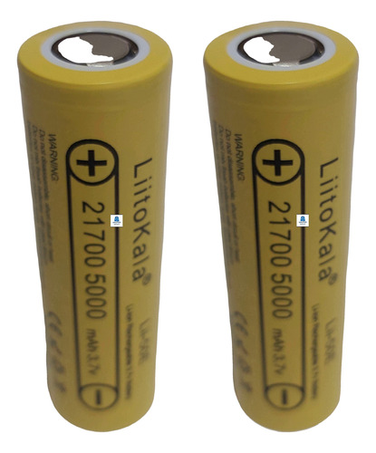 02 Baterias Liitokala 21700 5000 Mah  3,7v Lii-50e Cdr 30a