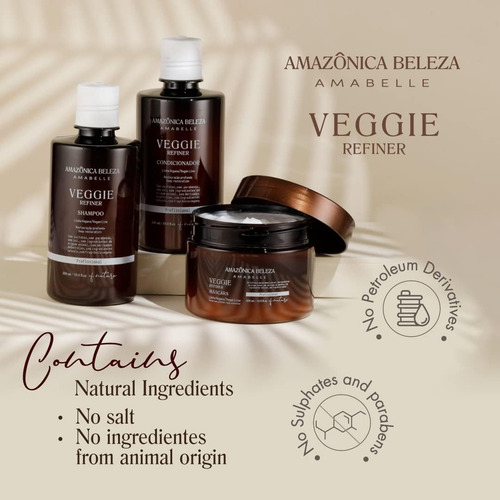 Shampoo E Condicionador Beleza Vegan Veggie Refiner, Nutre,