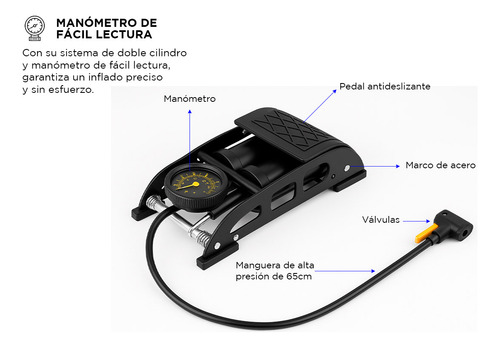 Inflador De Pie Gadnic Alta Calidad Universal Bicicleta
