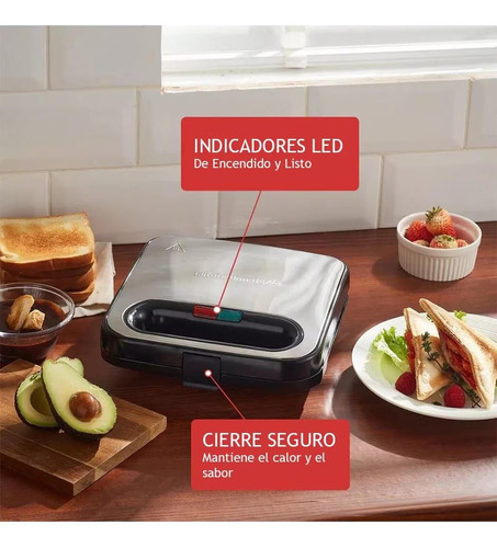 Sandwichera eléctrica Elite Gourmet ESM2207SS ESM2207SS color acero inoxidable 127V