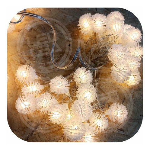 X 2 Guirnalda Luces 28 Bolitas Pompón Led Calido 220v 4 M