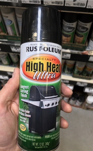 Imagen 2 de 4 de Pintura Aerosol Spray Negro Mate Alta Temperatura Rust-oleum