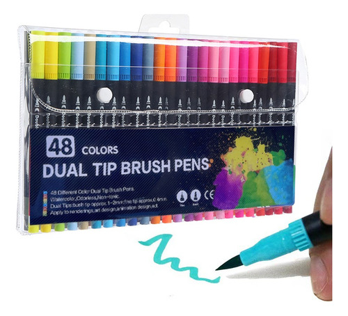 Plumones  Pincel Brush De Punta 48 Colores Dual Brus
