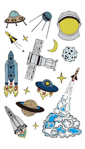 Imagen 4 de 10 de Tatuajes Temporales Tattoo Espacio Astronauta X10 Souvenir