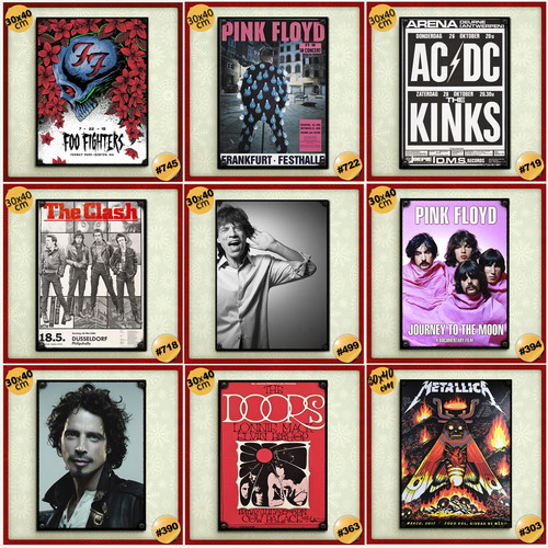 3 Cuadros Música Rock Ac/dc Rolling Stones Red Hot Tool Punk