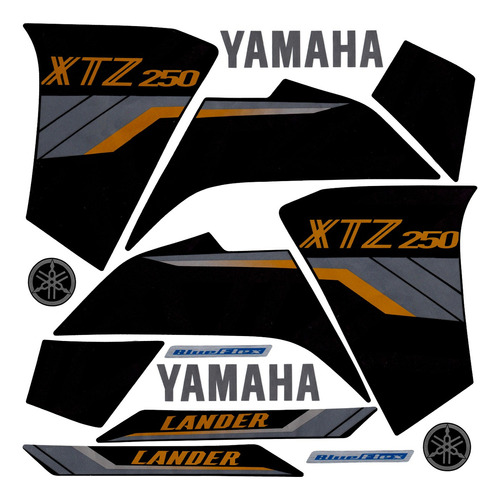 Kit Cartela Adesiva Yamaha Lander 250 Preto Ano 2020