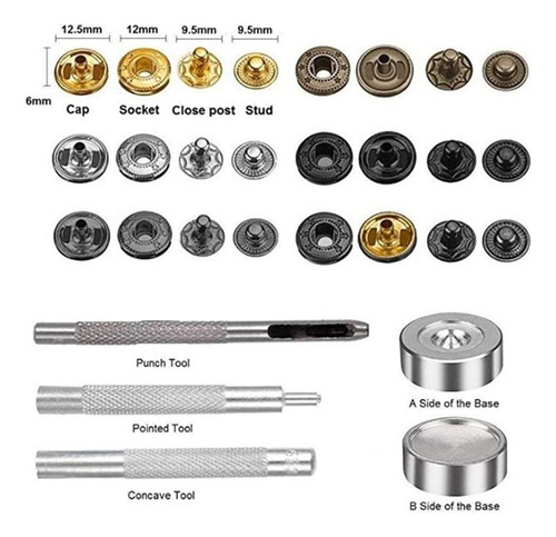 120 Conjunto De Kit De Fechos De Pressão De Couro Com
