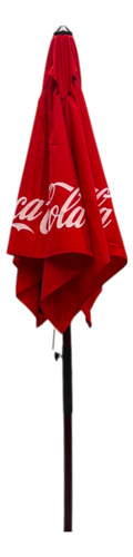 Sombrilla Cuadrada 1.80mt Exterior Jardin Bar Reforzada Rojo Coca Cola