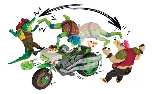 Tortugas Ninja Figura De Accion Leonardo Con Motocicleta