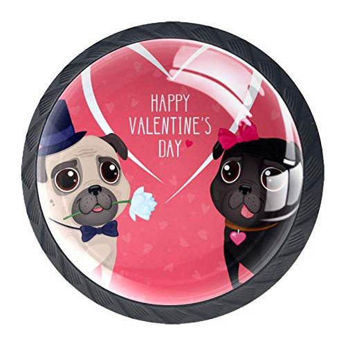 Bm21s1hgj Happy Valentine's Day Love Pug Vaso De Cristal Par