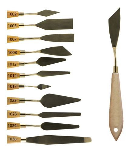 Espátula Metal Artistica Angular Oblicuo Curvo Oleo 1008