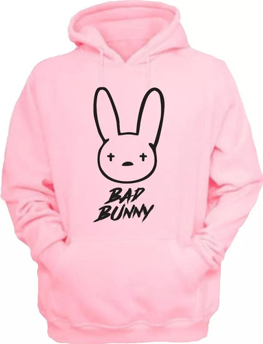 Polera Bad Bunny Rosa Hoodie Unixes Trap Polera Capucha 