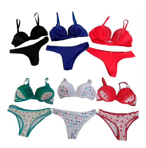 Imagem 9 de 10 de Kit 3 Lingirie Conjunto Sutiã Calcinha Renda Sexy Revenda