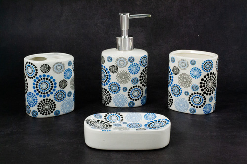 Set Juego De Baño Dispenser Jabonera Vaso Y Porta Cepillo