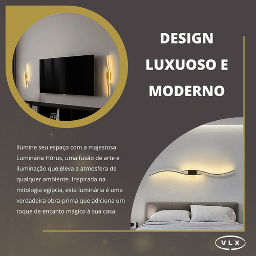 Arandela Moderna Led Quarto Sala 3-4-6k Quente Wave Egípcia