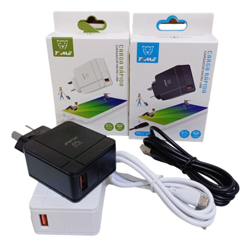 Cargador 3.1 V8 Time Doble Entrada Usb Pack X 10 Uni