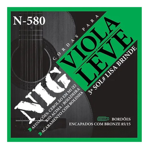 Kit 3 Encordoamento Viola Leve Nig N580 85/15 Prn580l