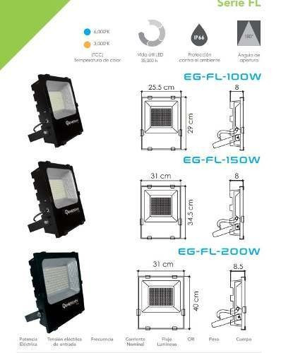 Reflector LED Energain FL EG-FL 100W con luz colorblanco frío