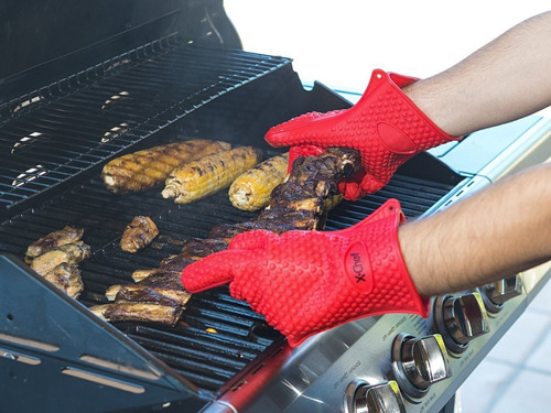 1 Par Luva Térmica 5 Dedos Churrasco Antiaderente  +230º C 