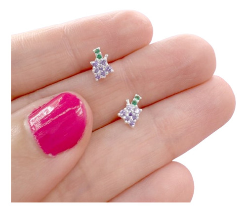 Aros Uva Plata 925 Y Cubic