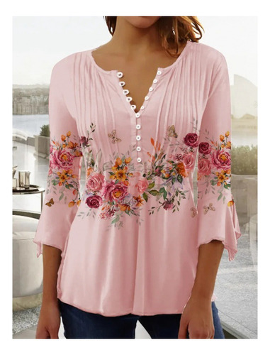 Pantalones Cortos Con Cuello En V Con Estampado De Flores De