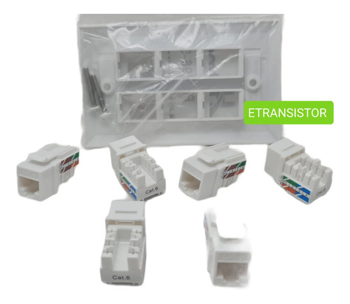 Toma Pared Faceplate Para 6 Conexión Rj45 Cat 6e 