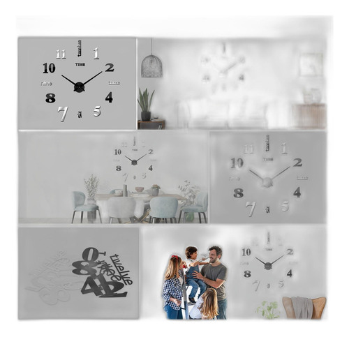 3 En 1 Ferrisa Reloj De Pared Grande 3d Sin Marco De 47 PuLG