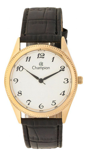 Relogio Masculino Dourado Champion E Pulseira Couro Ch22171m