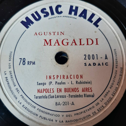 Pasta Agustin Magaldi Music Hall Ww C189