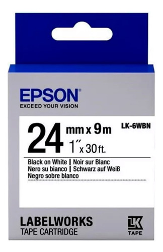 Cinta Etiqueta Epson Lk-6wbn Negro/blanco 24mm 9m Adhes Orig