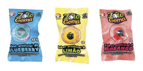 10 Bala Gelatina 12g Formato Olho Zóio Goma Kids Zone