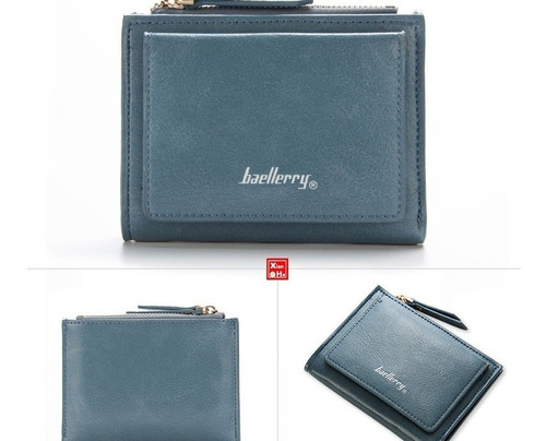 Cartera Billetera Con Monedero Moda Para Mujer Dama Baellery Color Azul Acero-azul Acero Diseño De La Tela Liso